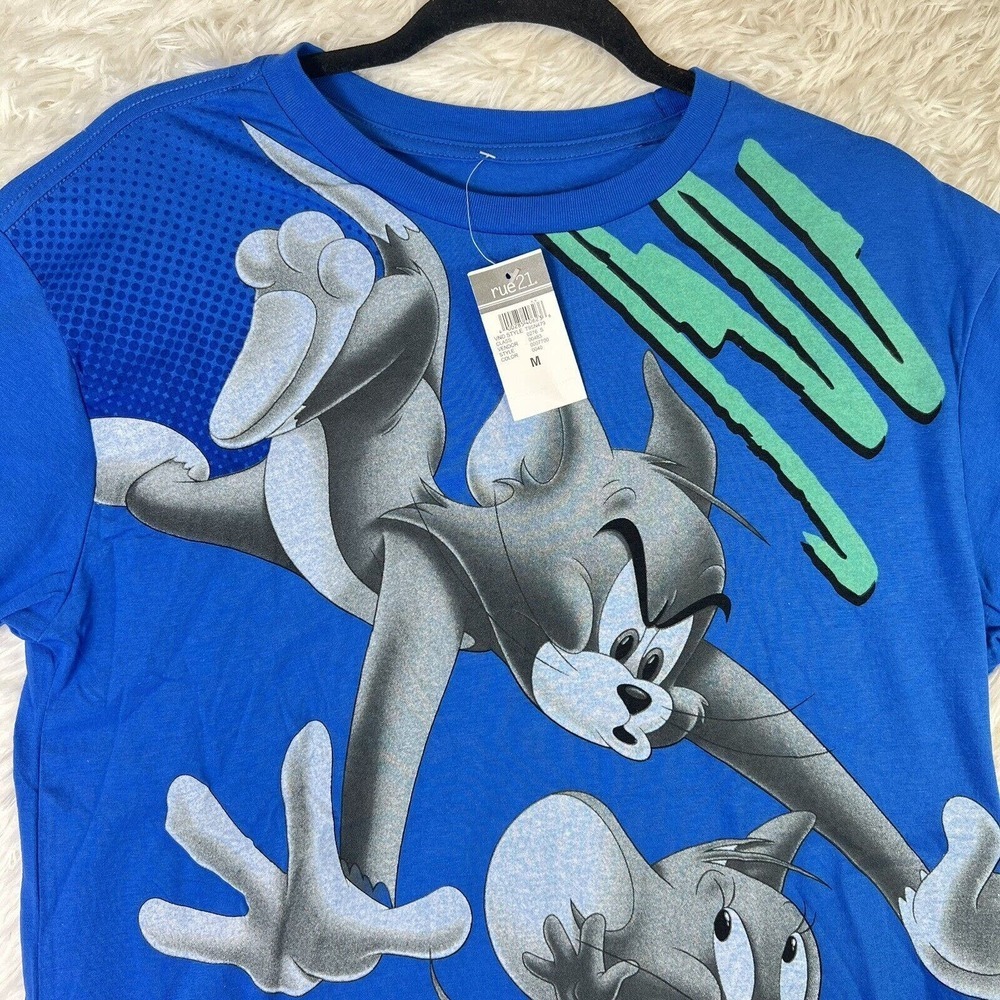 Tom and‎ Jerry Retro Pop Out Graphic Cotton Blue T-Shirt Size M NEW W/Tags RUE21 - Picture 4 of 13